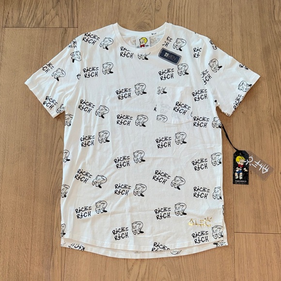 Forever 21 Other - Forever 21 x Alec Monopoly White Richie Rich Cartoon Logo Pocket Tee XL  NWT